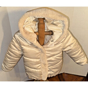 Tahari Puffer Coat Fur Trim Girl Size 4T